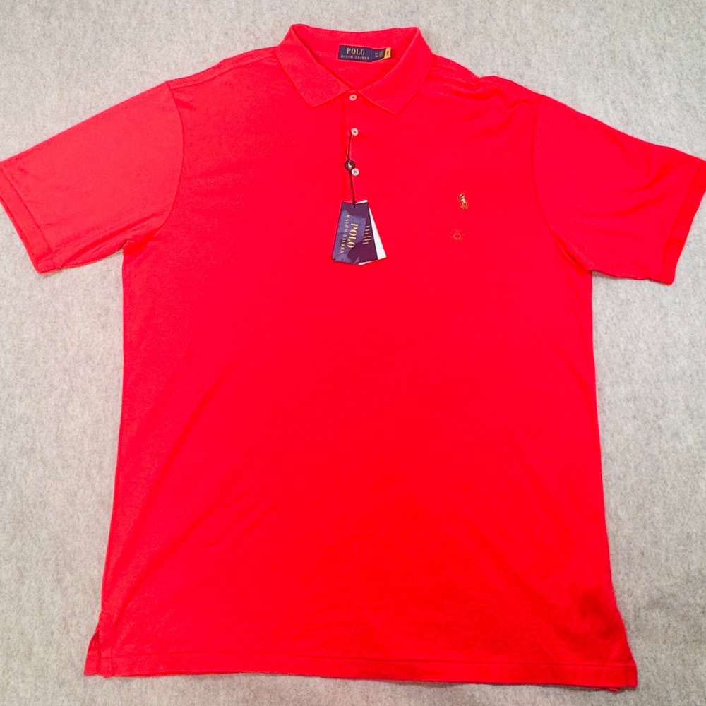 Polo Ralph Lauren Shirt Mens XLT Red Short Sleeve Cotton Mesh Tall Polo